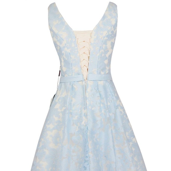 Blue Vintage Floral Lace Contrast With Bow - Picture 3 of 6